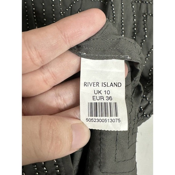 River Island Racerback Gray Studded Beaded Sleeveless Romper Size 10 - Picture 4 of 6